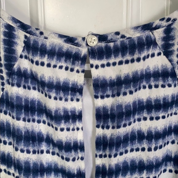 Blue Tie Dye Pattern Short Sleeve A Line Dress - Picture 6 of 7